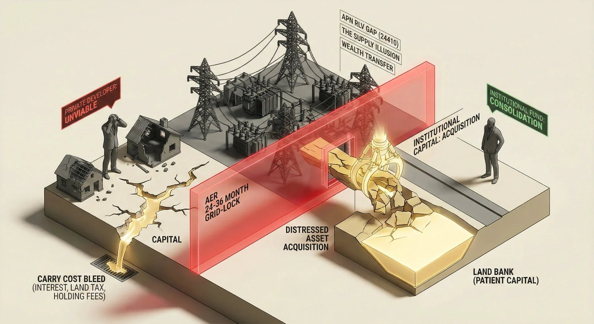 Sustained Infrastructure Friction: The Material Constraint on Private Development from Electricity Grid Connection Delays